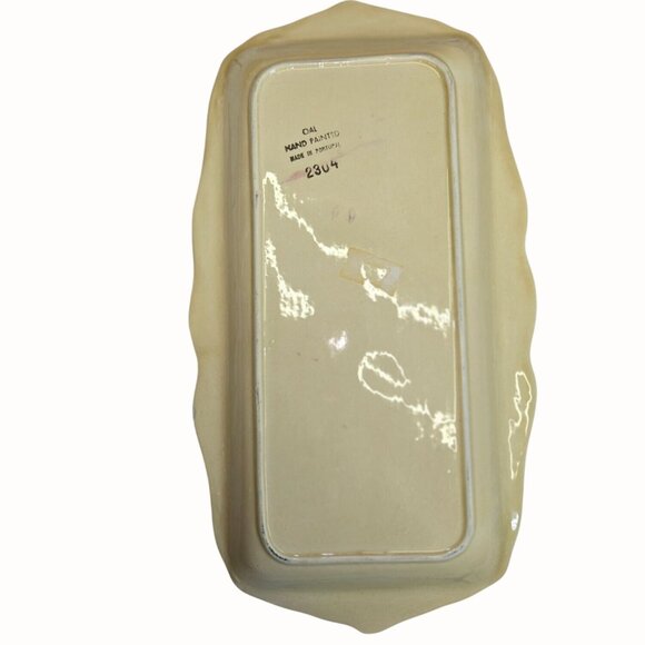 VTG Handpainted Portugal floral tray Roses Ceramic collectible 11" - Picture 4 of 9